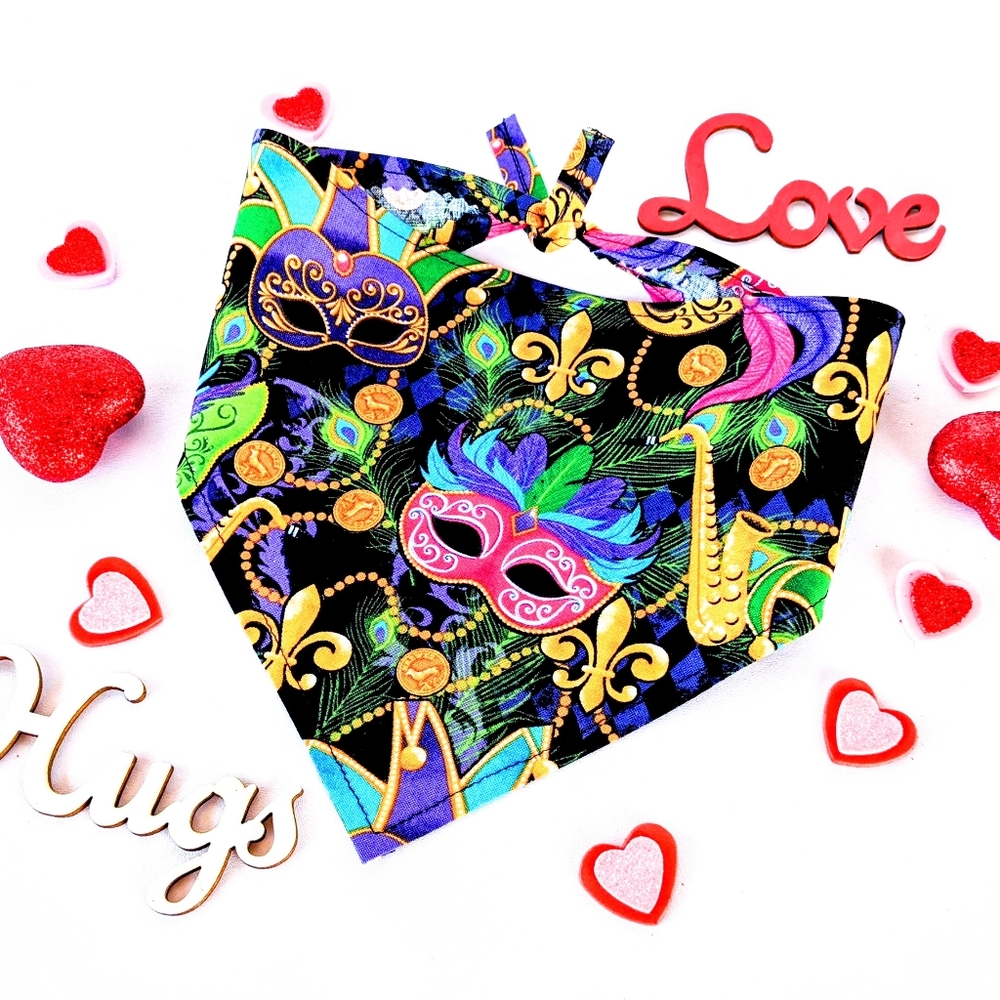 Italian Maskarade Dog BANDANA, Mardi Gras Dog BANDANAs, Brand New!